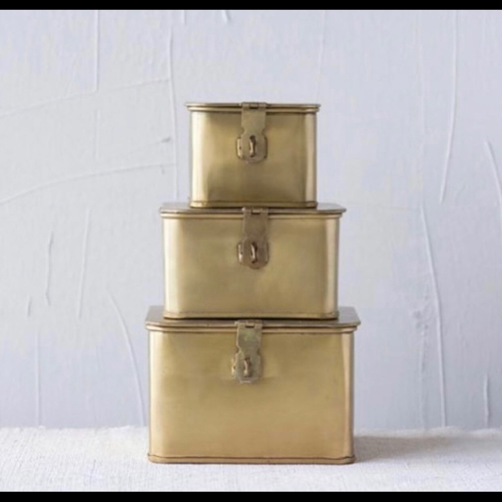 NEW!!  Set of 3 Brass Decorative Boxes